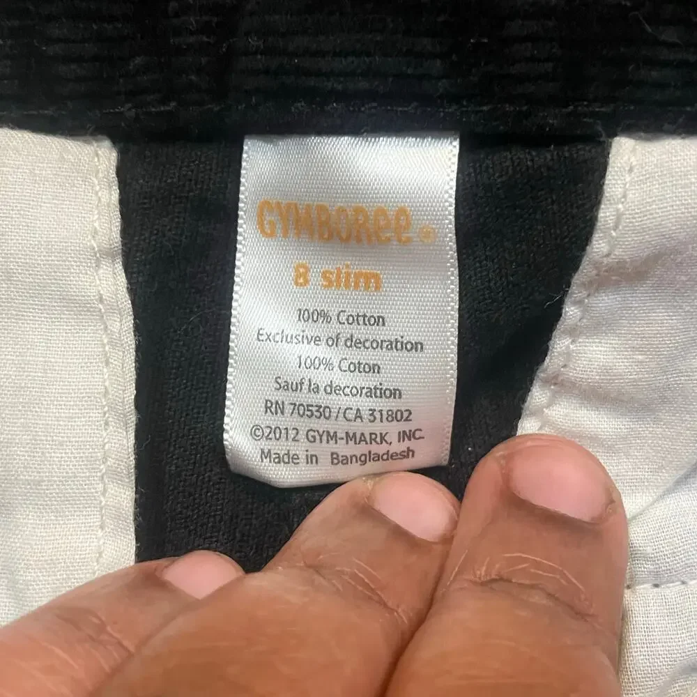 Gymboree‎ Boys Corduroy Pants 8 Slim Black Train Embroidered